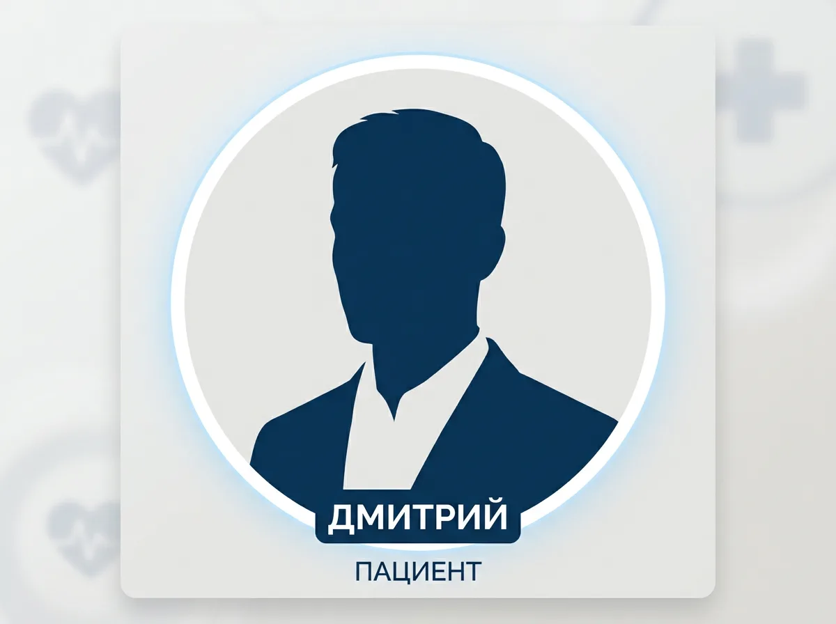 Аватар пациента Дмитрия — силуэт мужчины на нейтральном фоне